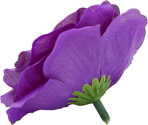 Bright Creations 50 Pack Purple Roses Artificial Flowers Bulk, 3 Inch Stemless Fake Silk for Decorations, Wedding, Faux Bouquets...