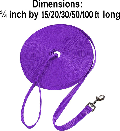 Hi Kiss Dog/Puppy Obedience Recall Training Agility Lead - 15ft 20ft 30ft 50ft 100ft Training Leash - Great for Training, Play, Camping, or Backya...