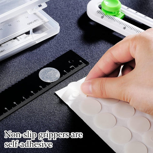 Non-Slip Silicone Grips for Quilt Templates Slip Ruler Grip Stickers Non-Slip Adhesive Rings, 48 Pieces in Total, 24 Large and 24 Small...