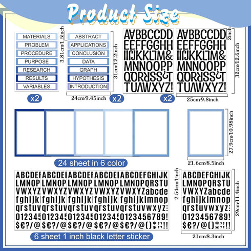 PerKoop 36 Sheets Science Fair Board Supplies 24 Self Adhesive Presentation Science Subtitles 4 Science Fair Project Titles 8 Personalized Letter ...
