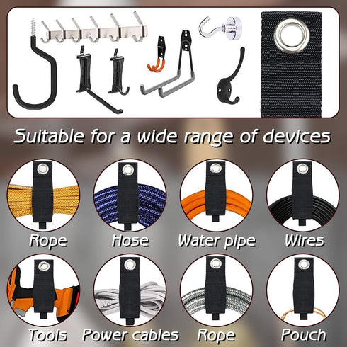 10 Pack Extension Cord Holder Organizer Heavy -Duty Hook and Loop Storage Strap Cable Straps Wrap Rope Organizer for Hanging Cables, Hoses, Ropes ...