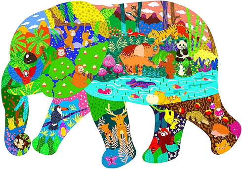 Puzzles for Kids Ages 4-8, 8-10 and Adults - Elephant - 200 Piece Shaped Puzzle Animal Shaped Jigsaw Puzzles Kids Educational Games Toys for Home ...