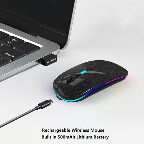 Wireless Bluetooth Mouse,LED Rechargeable Silent Slim Laptop Mouse,Portable(BT5.2 or USB 2.4GHz) Dual Mode Computer Mice for Laptop,ipad Tablet,De...