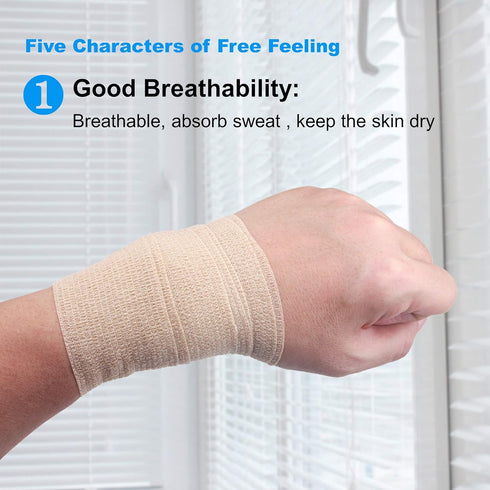 Cohesive Bandage Wrap, Self Adhesive Medical Tape,Vet Wrap, Athletic Elastic Stretch Band, self Adhesive, Flexible, Breathable & idea for Sport In...