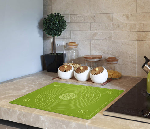 Silicone Baking Mat for Pastry Rolling Dough with Measurements, 19.7" x 15.7" BPA Free Non stick and Non Slip Green Table Sheet Baking Supplies fo...