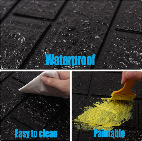 WAPANE 3D Brick Peel and Stick Wallpaper, 3D Wall Panels Self Adhesive, Removable Wallpaper Waterproof PE Foam Paintable,for Bedroom/Living Room/K...