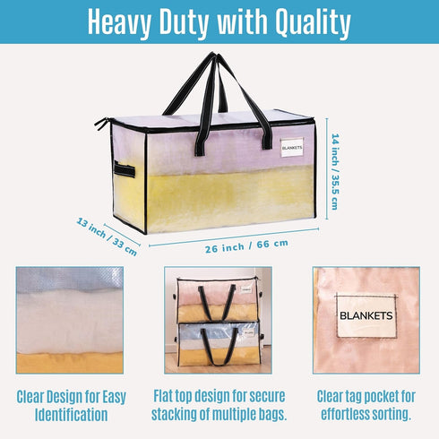 VENO 2 Pack Moving Bags, Comforter and Blanket Storage Bags for Closet, Moving Boxes, Boxes with Lids Alternative, College Dorm Packing Supplies, ...