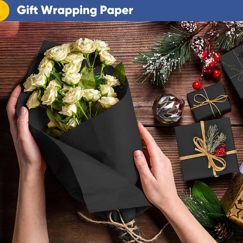 Black Wrapping Paper 15" x 390", Craft Kraft Paper Black Construction Paper, Poster Bulletin Board Paper Easel Painting Drawing Paper Roll Kids Ar...