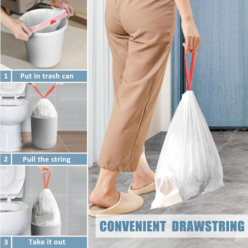 Small Trash Bags 4 Gallon, Unscented Small Garbage Bags, JUKFITA 4 Gallon Trash Bags Drawstring, Strong Trash Can Liners for Bathroom Office Bedro...