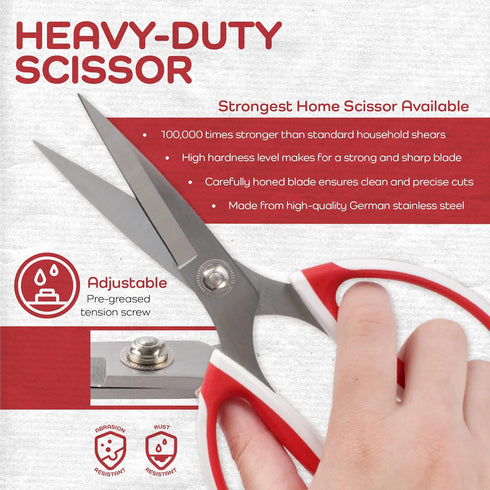 JubileeYarn Workhorse Bertha All Purpose Heavy Duty Scissors - Red & White - 1 Pair...
