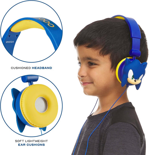 Sonic The Hedgehog Over-Ear Headphones for Kids - Adjustable Headband, Stereo Sound, Tangle-Free Cable, Volume Control, and 3.5mm Jack - Perfect f...