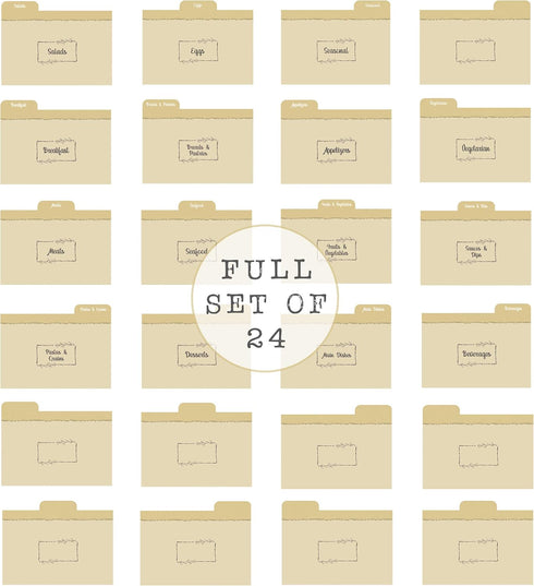 Dekali Designs 4x6 Recipe Card Dividers with Tabs | Set of 24 Recipe Box Dividers on Thick Cardstock + Cooking Measurement Conversion Chart Card...