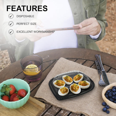 MT Products Clear Deviled Egg Containers Holds 6 Eggs 6.5" x 5.63" x 1.19" - Durable Egg Platter Tray (Pack of 12) - Made in the USA...