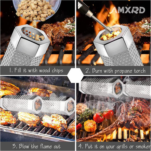 Smoke Tube, Premium 6 inch 304 Stainless Steel BBQ Wood Pellet Smoker Tube with Cleaning Brush for All Grills or Smoker, Dishwasher Safe...