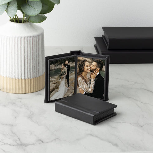 Neil Enterprises Inc. 2.5" x 3.5" Black Leather Self-Stick Photo Album - Holds 10 Photos...