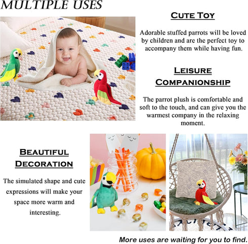2PCS 7.9" Parrot Stuffed Animal Plush Bird Toy Cute Doll Gifts for Girls Boys...