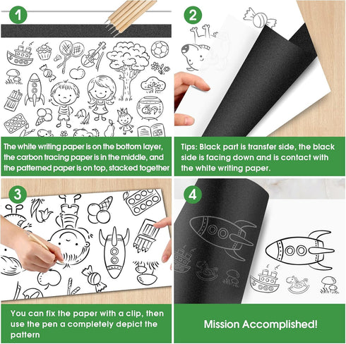 PSLER 100 Sheets Carbon Paper Sheets, Carbon Transfer Paper with 3PCS Embossing Stylus for DIY Woodworking, Paper, Canvas and Other Art Craft Surf...