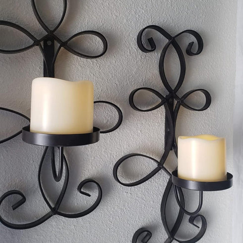 2 Pack 3’’ Outdoor Battery Operated Flameless Candles with Timer Flickering Pillar Waterproof Candle Plastic Electric LED Lights for Wedding Party...