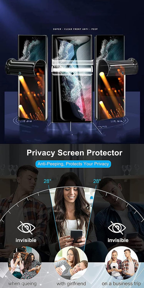 2pcs Flexible Privacy Hydrogel Film for Samsung Galaxy S22+ 5G / S22 Plus 6.6" Anti-Spy Anti-Peeping TPU Screen Protector Touch Sensitive Explosio...