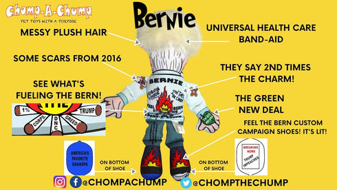 Crazy Bernie Parody Dog Toy - Gag Gift & Plush Dog Toy with Squeaker - Bernie Sanders Chew Toy and Political Stress Squeezer...