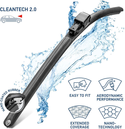 Hella OE Quality 28 Inch All Seasons Nano-Coated Rubber Cleantech Wiper Blade (Single Blade) fits select BMW Chevrolet Chrysler Dodge Ford Honda H...