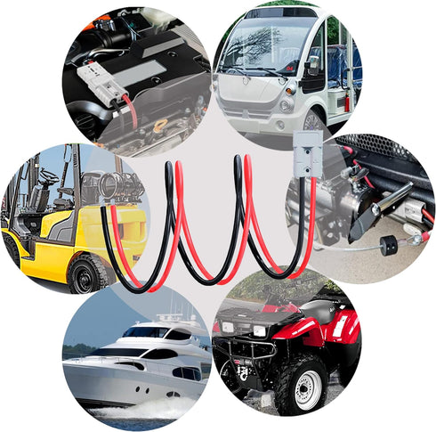 Electric Forklift Charging Plug Cable,Anderson Plug Connector Cable,50A Battery Quick Connector,Jumper Cable Connector,with 10AWG 60cm Cable Towin...