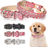 Rhinestone Leather Dog Collar Bling Dog Collars for Small Medium Large Dogs - Soft Microfiber Leather with Adjustable Stylish Sparkly Diamonds Stu...