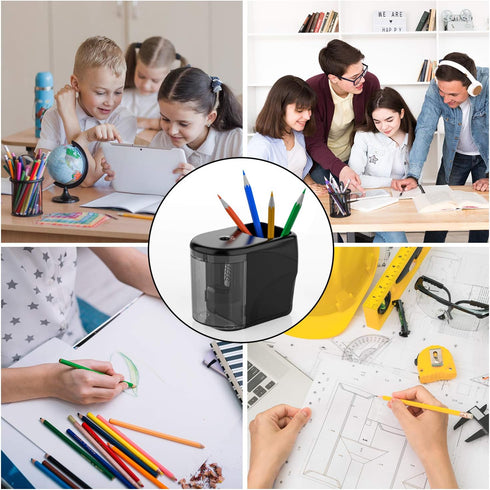 Electric Pencil Sharpener Heavy-Duty Helical Blade Sharpener with Adapter/Battery Operated for No.2/ (6-8mm) Pencils with Auto Stop & Cleaning Bru...