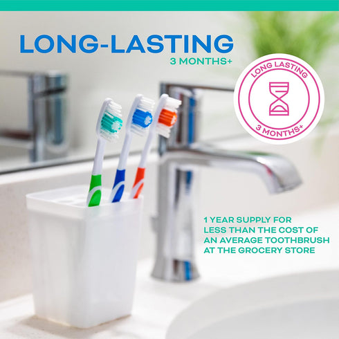24 Individually Packaged Quality Large Head Medium Bristle Disposable Bulk Toothbrushes - Multi Color Pack - Convenient & Affordable - for Travel,...