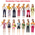 13 Pcs Doll Clothes and Accessories for 11.5 Inch Girl Dolls Outfit Including 4 Dresses,2 Tops,2 Pants, A Pair of Pajamas,A Blue Coat,A White Tank...