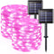 JMEXSUSS 2 Pack Pink Solar Christmas Lights, 33ft 100 LED Solar String Lights Outdoor Waterproof, 8 Modes Solar Fairy Lights for Outside Garden Pa...