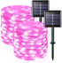 JMEXSUSS 2 Pack Pink Solar Christmas Lights, 33ft 100 LED Solar String Lights Outdoor Waterproof, 8 Modes Solar Fairy Lights for Outside Garden Pa...