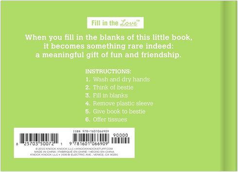Knock Knock Why You're My Bestie Book Fill in the Love Fill-in-the-Blank Book Gift Journal, 4.5 x 3.25-Inches...