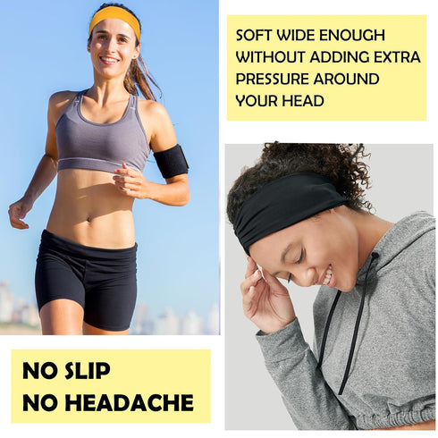 lotus78, Headbands for Women, Fashionable Sports Hairbands, Elastic Wide Headbands, Non-Slip Workout Yoga Sports Headbands for Women,Pack of 8 (Br...