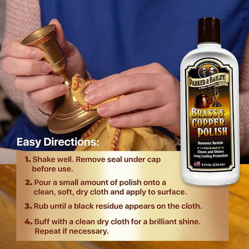 PARKER & BAILEY Brass and Copper Polish - Brass Polish Cleaner Copper Cleaner and Polish Tarnish Remover Metal Polish Cream for Polishing Antique ...
