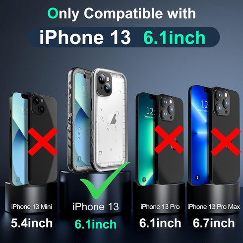 SOKUSIN for iPhone 13 Case Waterproof - Shockproof Drop Proof Dustproof Clear Phone Case with Built-in Screen & Camera Protector, Full Body Rugged...