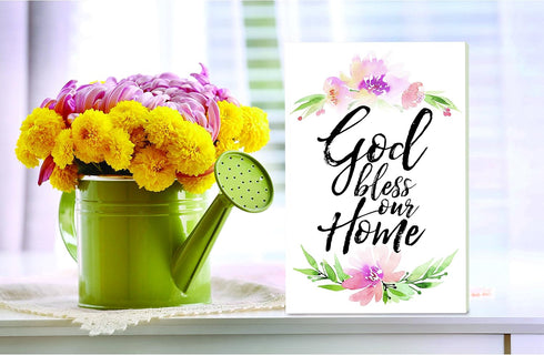 DEXSA God Bless Our Home Wood Plaque with Inspiring Quotes 6"x9" - Elegant Frame Wall & Tabletop Decoration | Easel & Hanging Hook | Christian Fam...