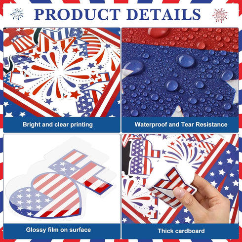 78 Pcs 4th of July Bulletin Board Decorations Happy 4th of July Cutouts Fourth of July Patriotic Bulletin Board Decor for School American Flag Ind...