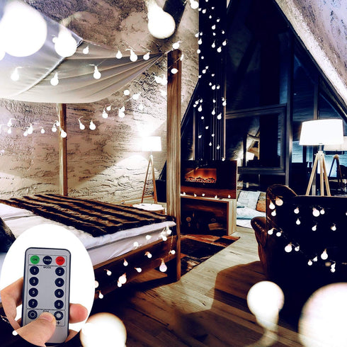 WERTIOO Battery Operated String Lights 33ft 100 LEDs Globe Christmas Lights with Remote Control for Outdoor/Indoor Bedroom,Garden,Christmas Tree[8...