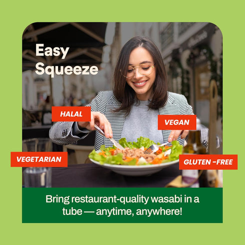 Wasabi-O Real Wasabi Paste - Authentic Japanese Fresh Wasabi Root - Mild Heat - Squeeze Tube for Sushi, Sauce, Mayo, Seafood - 3 x 1.52 Oz...