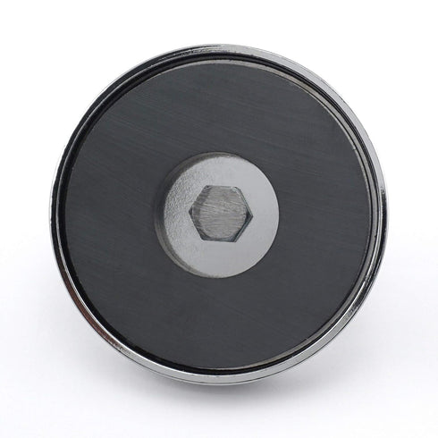 Master Magnetics Round Base Magnet with Bolt - 2.65" Diameter, 1.275" Total Height, 65 Pound Pull, Chrome, Pack of 2, RB70B3NX2...