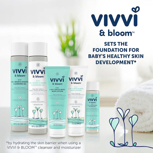 VIVVI & BLOOM 2-in-1 Baby Lotion, Face and Body, for Delicate & Sensitive Baby Skin, Hypoallergenic Lotion, Fragrance Free, 8.5 oz (Pack of 1)...