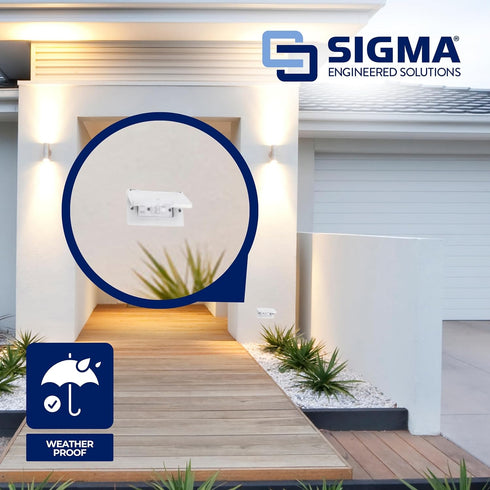 SIGMA ENGINEERED SOLUTIONS 14249WH Weatherproof Outdoor GFCI Outlet Cover, White, Metal, 1-Gang, Horizontal...