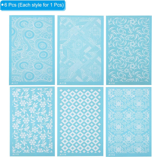 PATIKIL Polymer Clay Silk Screen,6pcs Silk Screen Stencils Reusable 6 Patterns Cute 5.9x3.5 inch for Polymer Clay Christmas Jewelry Making,Plants,...