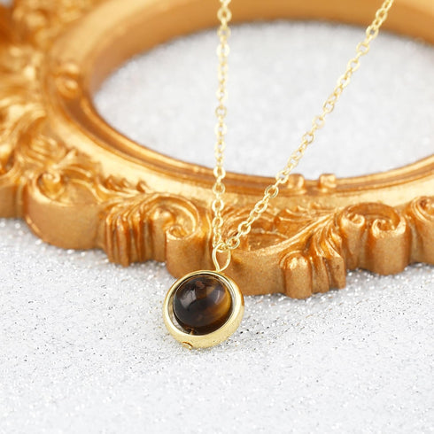 Dainty Healing Crystal Ball Lucky Bead Necklace 18K Gold Plated Chain for Women, Simple Rose Quartz Chakra Gemstone Beaded Necklaces...