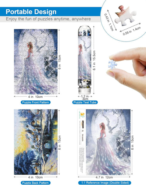 Mini Jigsaw Puzzles for Adults (4 Packs) Double-Sided Puzzle with Reference Blueprint, Micro Puzzle, Comes with Tweezers for Small Puzzles, Suitab...