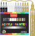 Acrylic Paint Pens, 12 Pack (3 Black 3 White 3 Gold 3 Silver) 3mm Permanent Painting Markers DIY Craft for Rock Ceramic Glass Wood Plastic Canvas ...