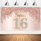 Sweet 16th Birthday Banner Backdrop Decorations for Girls, Rose Gold 16 Birthday Party Sign Supplies, Pink 16 Years Old Birthday Poster Background...