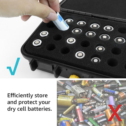 CR2 CR123A Lithium Battery Organizer Case, 28 Slots, Waterproof Hard Case for CR17345/CR16340/CR18350, Explosionproof Batteries Storage Holder for...