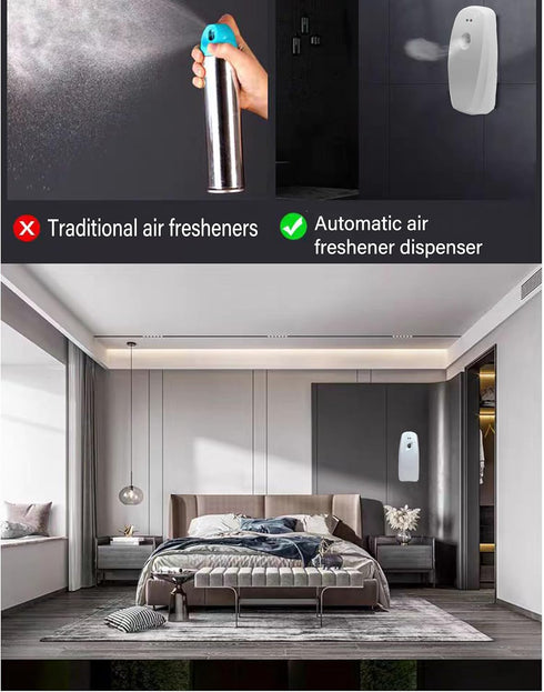 Automatic air freshener dispenser, Wall Mounted or Free Standing automatic adjustable fragrance aerosol spray sprayer white 300mL...